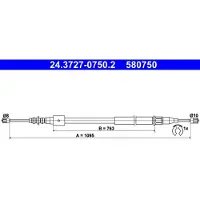 Ate Handremkabel 24.3727-0750.2 ATE voor o.a. OPEL