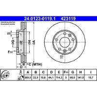 Ate Remschijf 24.0123-0119.1 voorkant, geventileerd, sterk gecarboniseerd, 1 Stuk