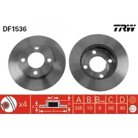 TRW Remschijf DF1536 achter, volledig, 1 Stuk