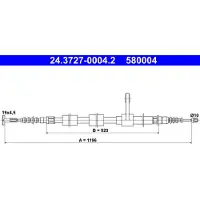Ate Handremkabel 24.3727-0004.2 ATE voor o.a. ALFA ROMEO