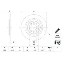 Bosch Remschijf 0 986 479 G74 achter, volledig, sterk gecarboniseerd, 1 Stuk