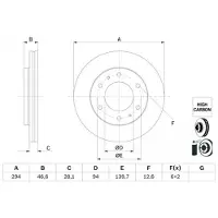 Bosch Remschijf 0 986 479 E93 voorkant, geventileerd, sterk gecarboniseerd, 1 Stuk