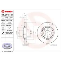 Brembo Remschijf 09.5148.24, voorkant, geventileerd , 1 Stuk