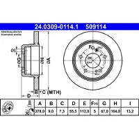 Ate Remschijf Power Disc 24.0309-0114.1, 1 Stuk