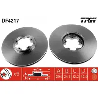 TRW Remschijf DF4217 voorkant, geventileerd, 1 Stuk