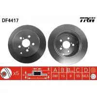 TRW Remschijf DF4417 achter, volledig, 1 Stuk