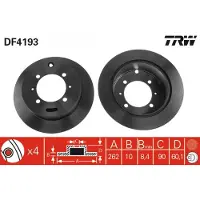 TRW Remschijf DF4193 achter, volledig, 1 Stuk