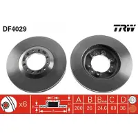 TRW Remschijf DF4029 voorkant, geventileerd, 1 Stuk