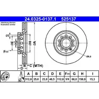 Ate Remschijf Power Disc 24.0325-0137.1, 1 Stuk