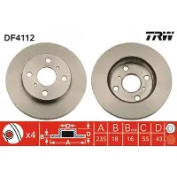 TRW Remschijf LUC DF4112 voorkant, geventileerd, 1 Stuk