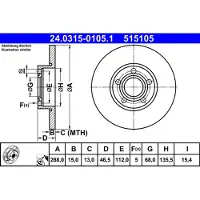 Ate Remschijf Power Disc 24.0315-0105.1, 1 Stuk