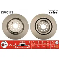 TRW Remschijf DF6011S voorkant, geventileerd, 1 Stuk