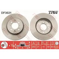 TRW Remschijf DF3021 voorkant, geventileerd, sterk gecarboniseerd, 1 Stuk