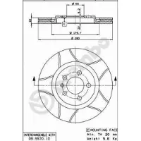 Brembo Remschijf Max 09.5570.75, voorkant, sleuf, geventileerd, 1 Stuk