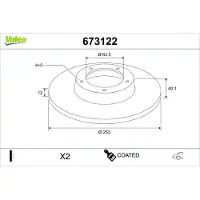 Valeo 673122 Remschijf