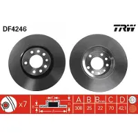 TRW Remschijf DF4246 voorkant, geventileerd, sterk gecarboniseerd, 1 Stuk