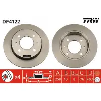 TRW Remschijf DF4122 achter, volledig, 1 Stuk
