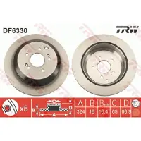 TRW Remschijf DF6330 achter, geventileerd, 1 Stuk