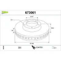 Valeo 673061 Remschijf