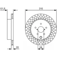 Bosch Remschijf 0 986 479 V05 achter, geventileerd, 1 Stuk