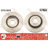 TRW Remschijf DF6180S voorkant, geventileerd, 1 Stuk