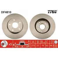 TRW Remschijf DF4810 voorkant, geventileerd, 1 Stuk
