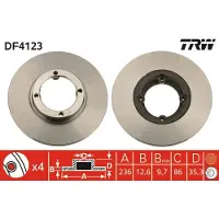 TRW Remschijf DF4123 voorkant, compleet, 1 Stuk