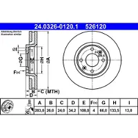 Ate Remschijf PowerDisc 24.0326-0120.1, 1 Stuk
