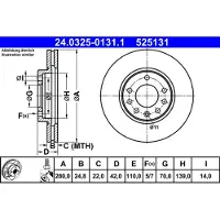 Ate Remschijf Power Disc 24.0325-0131.1, 1 Stuk