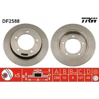 TRW Remschijf DF2588 voorkant, compleet, 1 Stuk