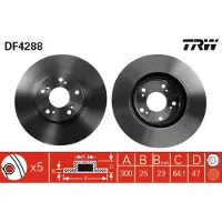 TRW Remschijf DF4288 voorkant, geventileerd, 1 Stuk