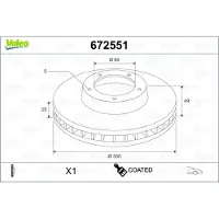 Valeo 672551 Remschijf