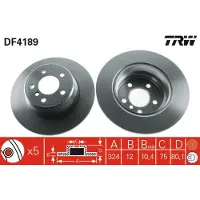 TRW Remschijf DF4189 achter, volledig, 1 Stuk