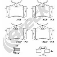 BRECK Remblokset 20961 10 704 00, achter