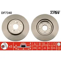 TRW Remschijf DF7340 voorkant, geventileerd, 1 Stuk