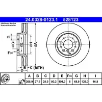 Ate Remschijf Power Disc 24.0328-0123.1, 1 Stuk