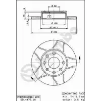 Brembo Remschijf Max 08.4475.75, voorkant, sleuf, compleet, 1 Stuk