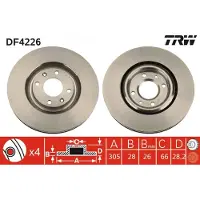 TRW Remschijf DF4226 voorkant, geventileerd, 1 Stuk