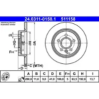 Ate Remschijf Power Disc 24.0311-0158.1, 1 Stuk