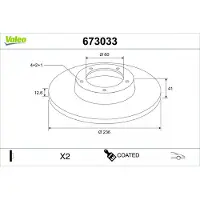Valeo 673033 Remschijf