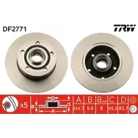TRW Remschijf DF2771 achter, volledig, 1 Stuk