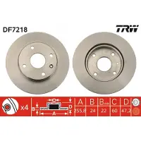 TRW Remschijf DF7218 voorkant, geventileerd, 1 Stuk