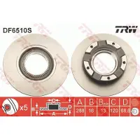 TRW Remschijf DF6510S achter, volledig, 1 Stuk