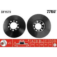 TRW Remschijf DF1573 voorkant, compleet, 1 Stuk