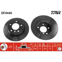 TRW Remschijf LUC DF4448 achter, volledig, 1 Stuk