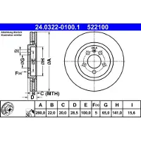 Ate Remschijf Power Disc 24.0322-0100.1, 1 Stuk