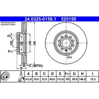 Ate Remschijf Power Disc 24.0325-0158.1, 1 Stuk