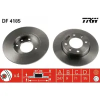 TRW Remschijf DF4185 achter, volledig, 1 Stuk