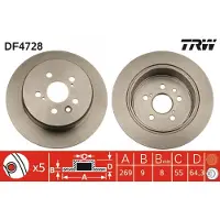 TRW Remschijf DF4728 achter, volledig, 1 Stuk