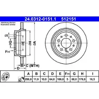 Ate Remschijf Power Disc 24.0312-0151.1, 1 Stuk